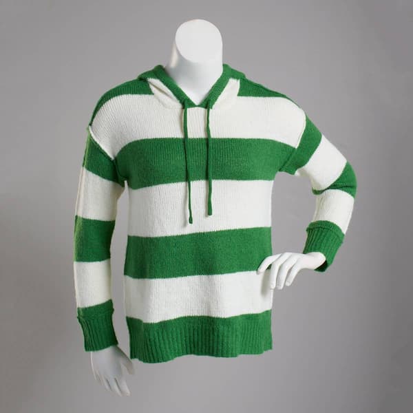 Juniors No Comment Stripe Tunic Pullover Hoodie - image 