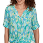 Womens Ruby Rd. Paradise Cove Ikat Button Tie Front Blouse - image 5