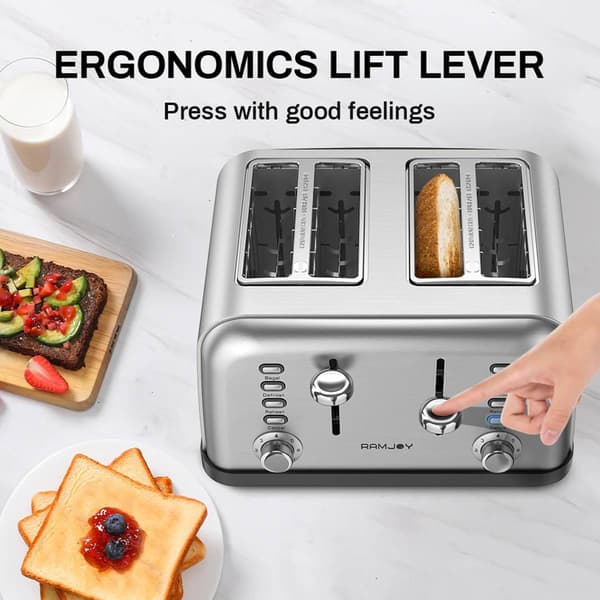 Ramjoy 4-Slice Stainless Steel Toaster
