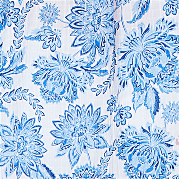 Plus Size Hearts of Palm Embraceable Blue Floral Crinkle Blouse