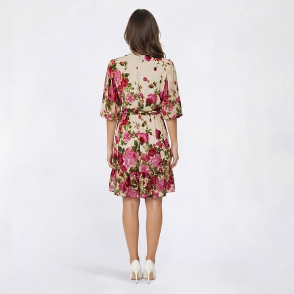 Womens Sandra Darren Floral Chiffon Ruffle Hem Shirtdress