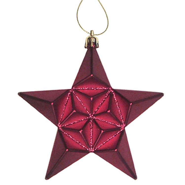 DAK 12ct. Burgundy Glittered Star Shatterproof Christmas Ornament