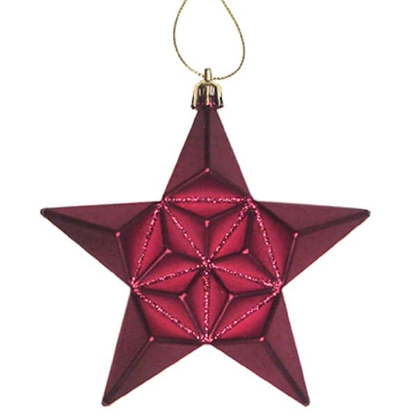 DAK 12ct. Burgundy Glittered Star Shatterproof Christmas Ornament - image 