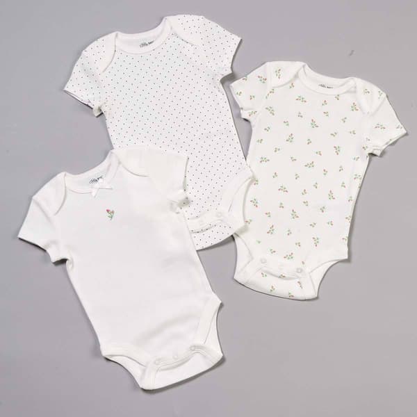 Baby Girl (NB-9M) Little Me 3pk. Rosebud Bodysuits - image 