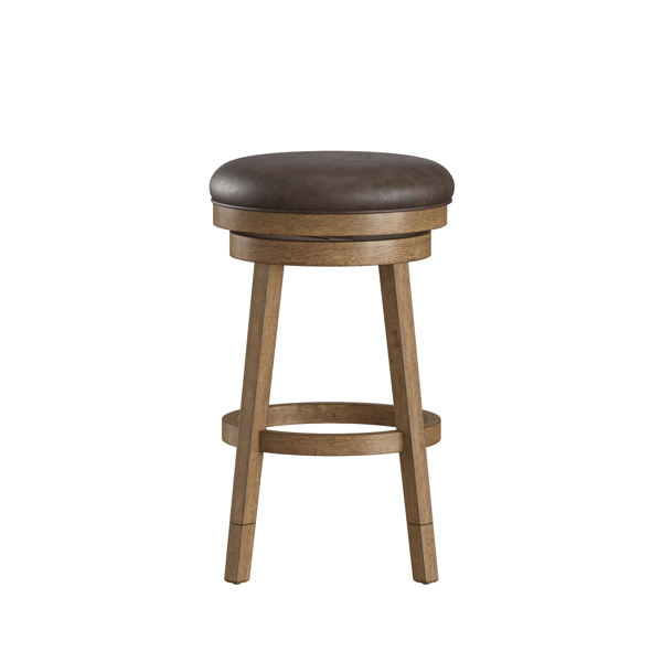 HH2 Home Raine Wood Backless Adjustable Height Swivel Stool