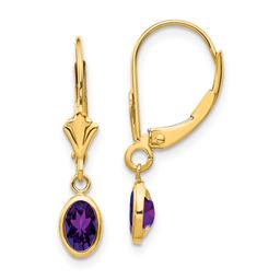 Gemstone Classics(tm) 14kt. Gold Amethyst Leverback Earrings