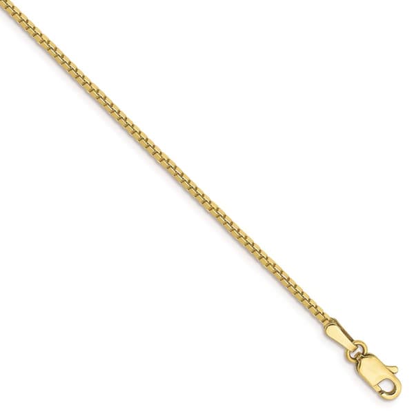Gold Classics(tm) 10kt. Gold 1.25mm Box Chain Anklet Bracelet