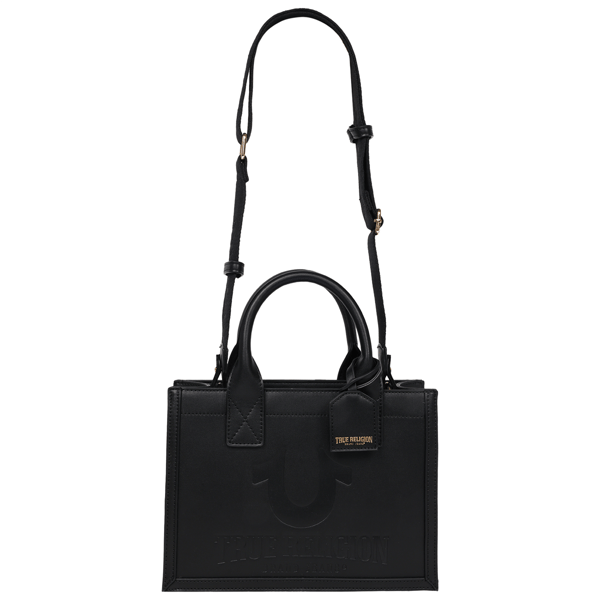 True Religion Debossed Logo Modern Tote With Shoulder Strap