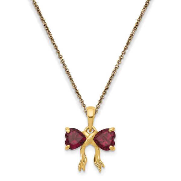 Gemstone Classics&#40;tm&#41; 14kt. Gold Rhodolite Bow Pendant Necklace - image 