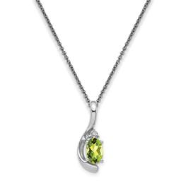 14k White Gold Green Peridot Pendant Necklace