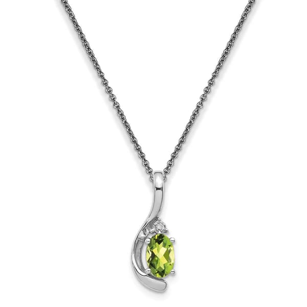 14k White Gold Green Peridot Pendant Necklace - image 