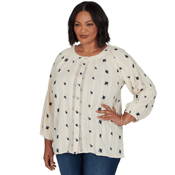 Plus Size Ruby Rd. English Countryside Button Front Floral Blouse