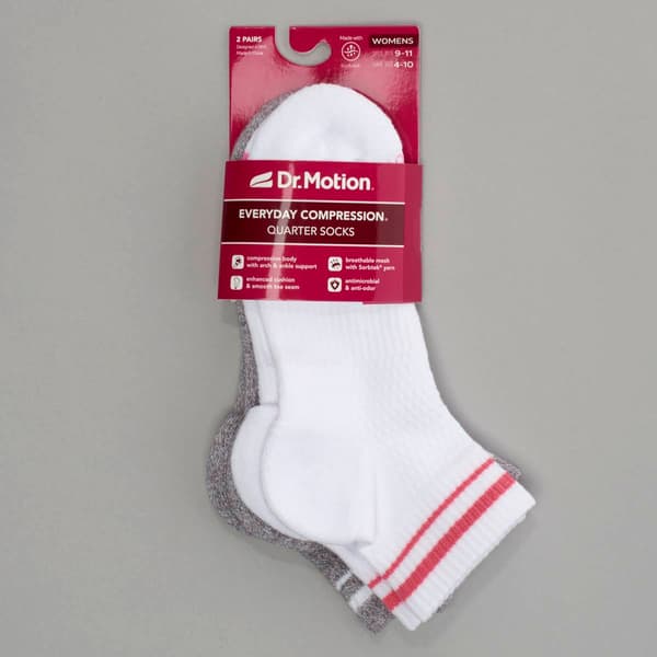 Womens Dr. Motion 2pk.  Varsity Stripe Quarter Compression Socks