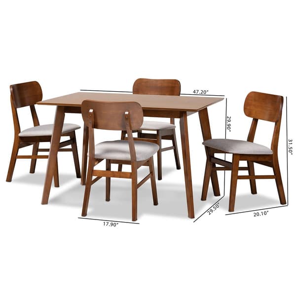 Baxton Studio Euclid Walnut Brown Finished Wood 5pc. Dining Set