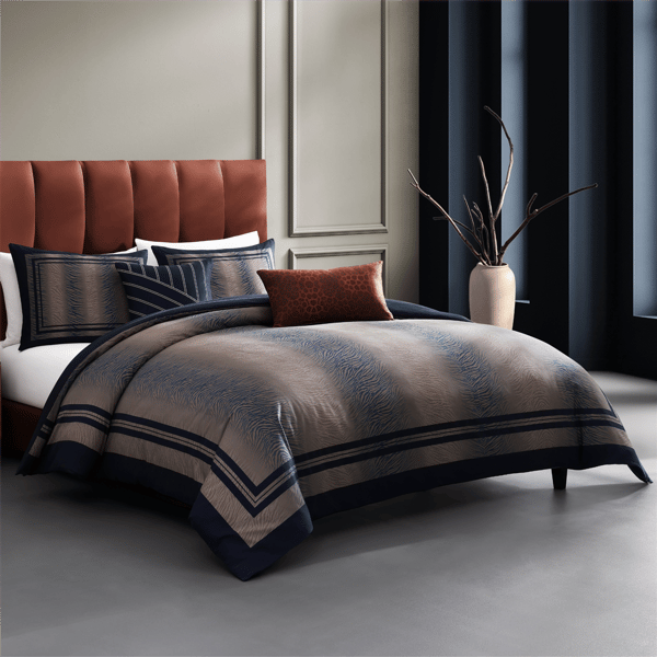 Bebejan Dark Blue Animal Prints 5pc. Reversible Comforter Set