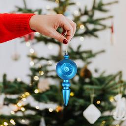 DAK 4ct. Turquoise Shatterproof Retro Reflect Christmas Ornaments