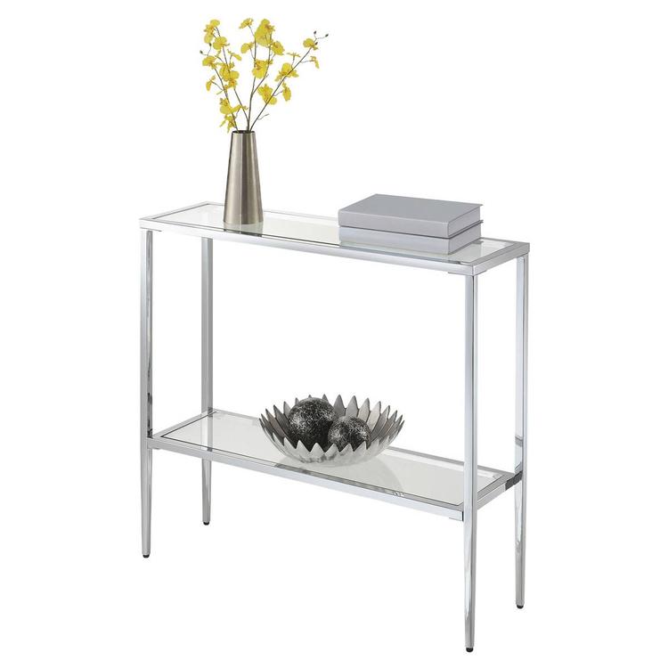 Convenience Concepts Nadia Glass Chrome Entryway Hall Table