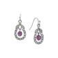 1928 Purple Bead Crystal Loop Drop Earring - image 1