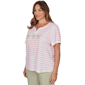 Plus Size Hearts of Palm Bloom Service Tropical Stripe Blouse - image 3