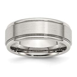 Mens Gentlemen's Classics(tm) 8mm Brushed Polished Ridged Edge Band