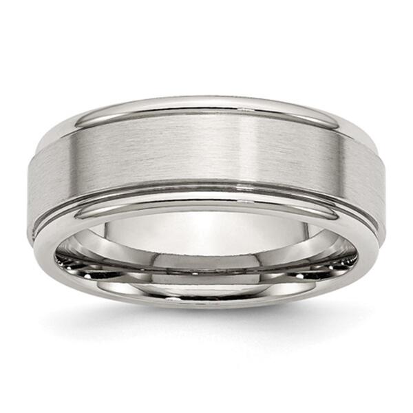 Mens Gentlemen's Classics&#40;tm&#41; 8mm Brushed Polished Ridged Edge Band - image 