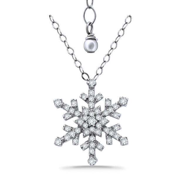 Sterling Silver Cubic Zirconia Snowflake Pendant - image 