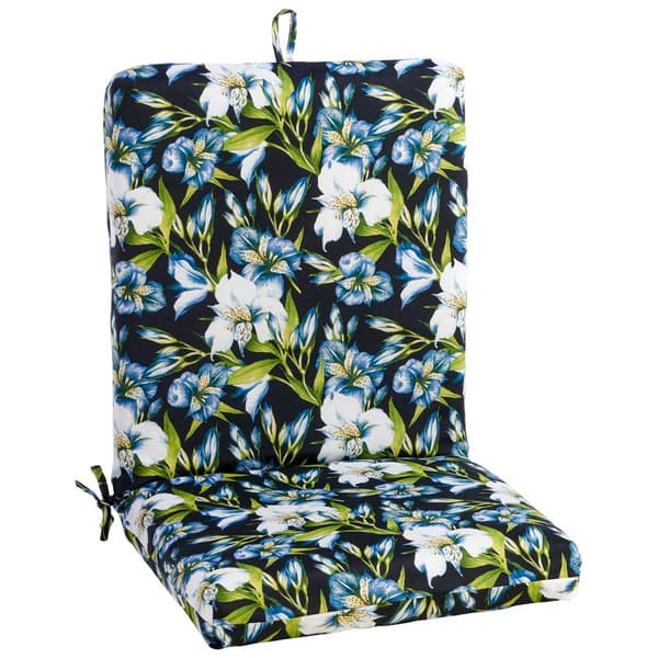 Jordan Manufacturing Grid Floral Chair Pad - Black/Blue - image 