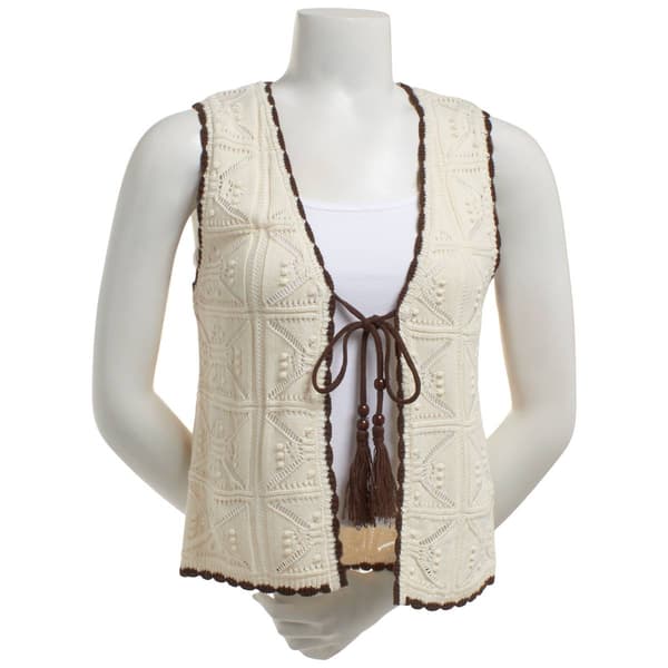 Juniors Madden Girl Tie Front Jacquard Pointelle Vest