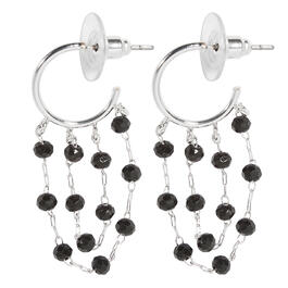 Design Collection Faceted Beaded & Chain Posted Hoop Earrings