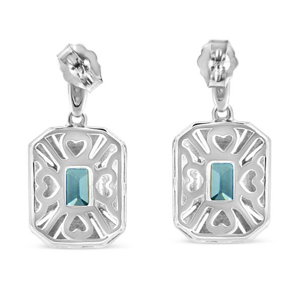 Haus of Brilliance Blue Topaz Diamond Halo Dangle Earrings