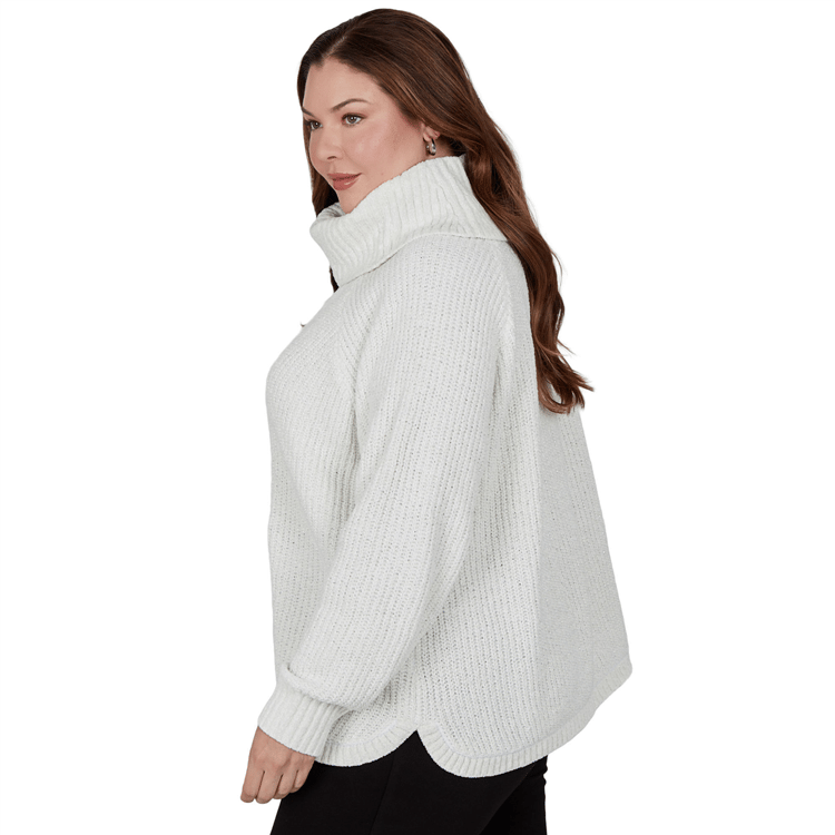Plus Size Hearts of Palm Silver Linings Turtleneck Sweater