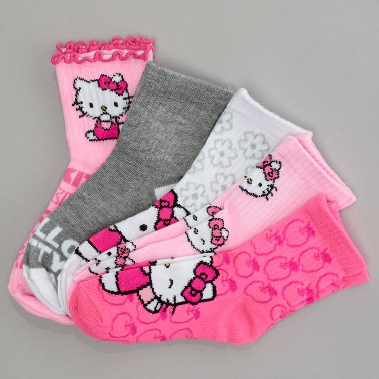 Girls Hello Kitty(R) 5pk. Mid Crew Socks