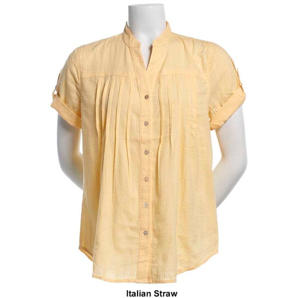 Womens Preswick &amp; Moore Short Sleeve Solid Geo Blouse