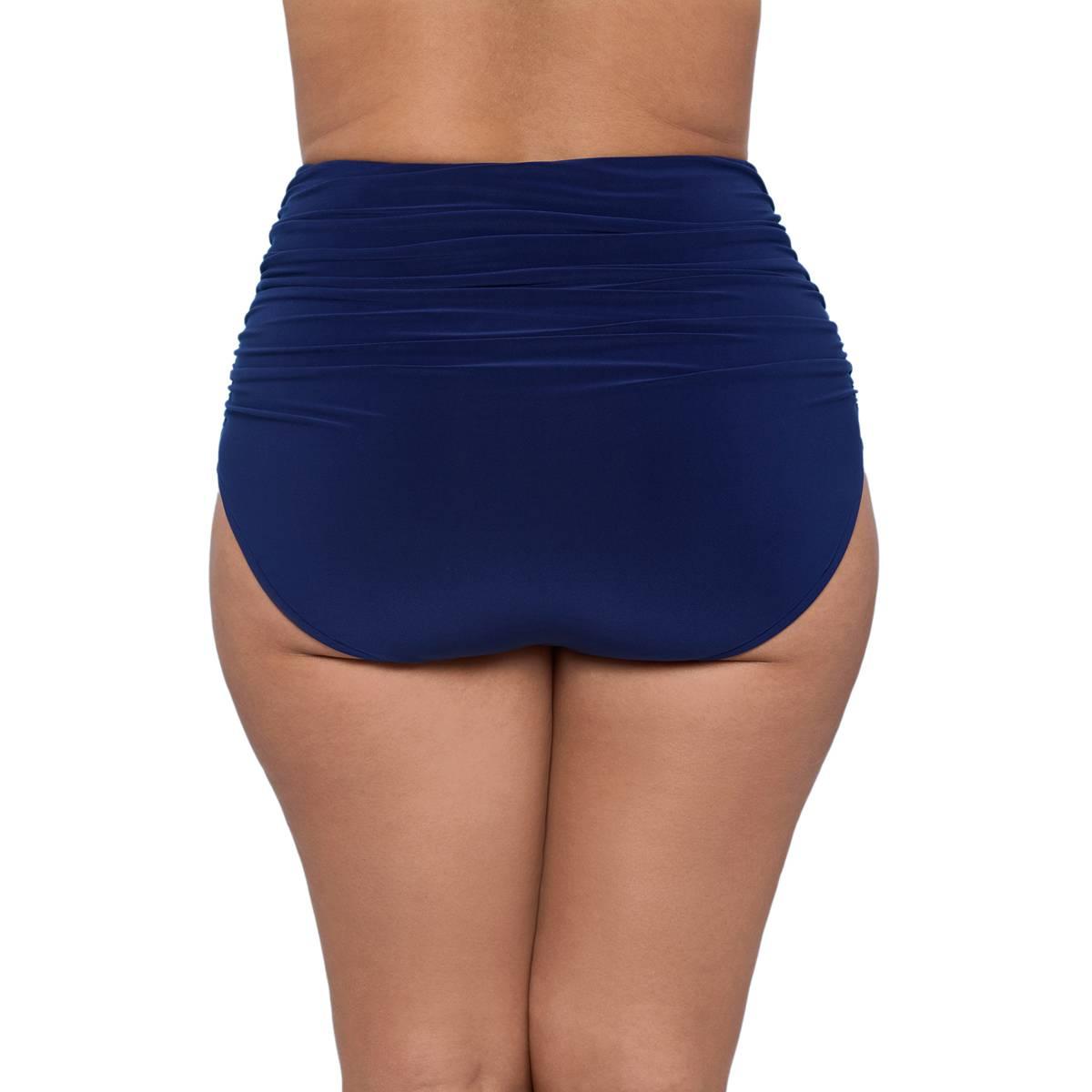 Plus Size TrimShaper Solid High Waist Shirred Swim Bottoms