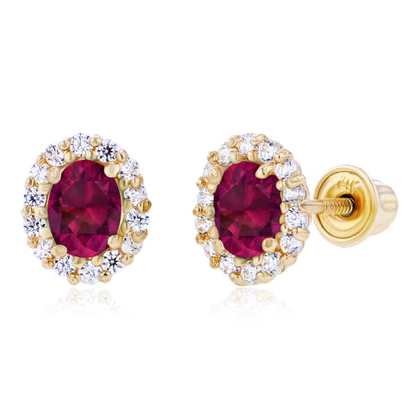 Gemstone Classics(tm) 14kt. Yellow Gold Ruby Oval Earrings - image 