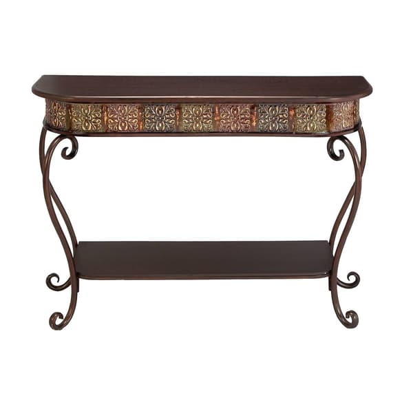 9th & Pike(R) Dark Brown Traditional Metal Console Table