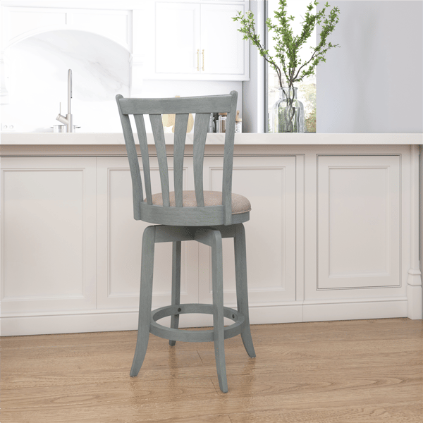 HH2 Home Savana Blue Wood Swivel Counter Height Stool