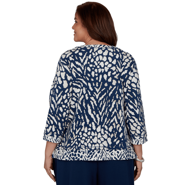 Plus Size Alfred Dunner Good To Go 3/4 Sleeve Abstract Blouse
