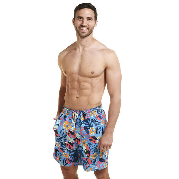 Mens Hawaiian Authentics Tropical Floral Swim Trunks - image 