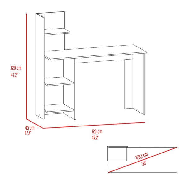 FM FURNITURE 4-Tier Shelf Tecoa Desk