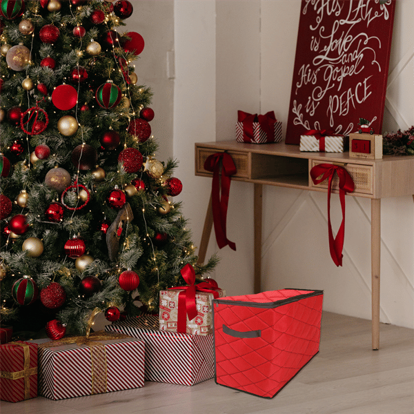 Simple Living 96ct.Quilted Zip Up Christmas Ornament Storage Tub