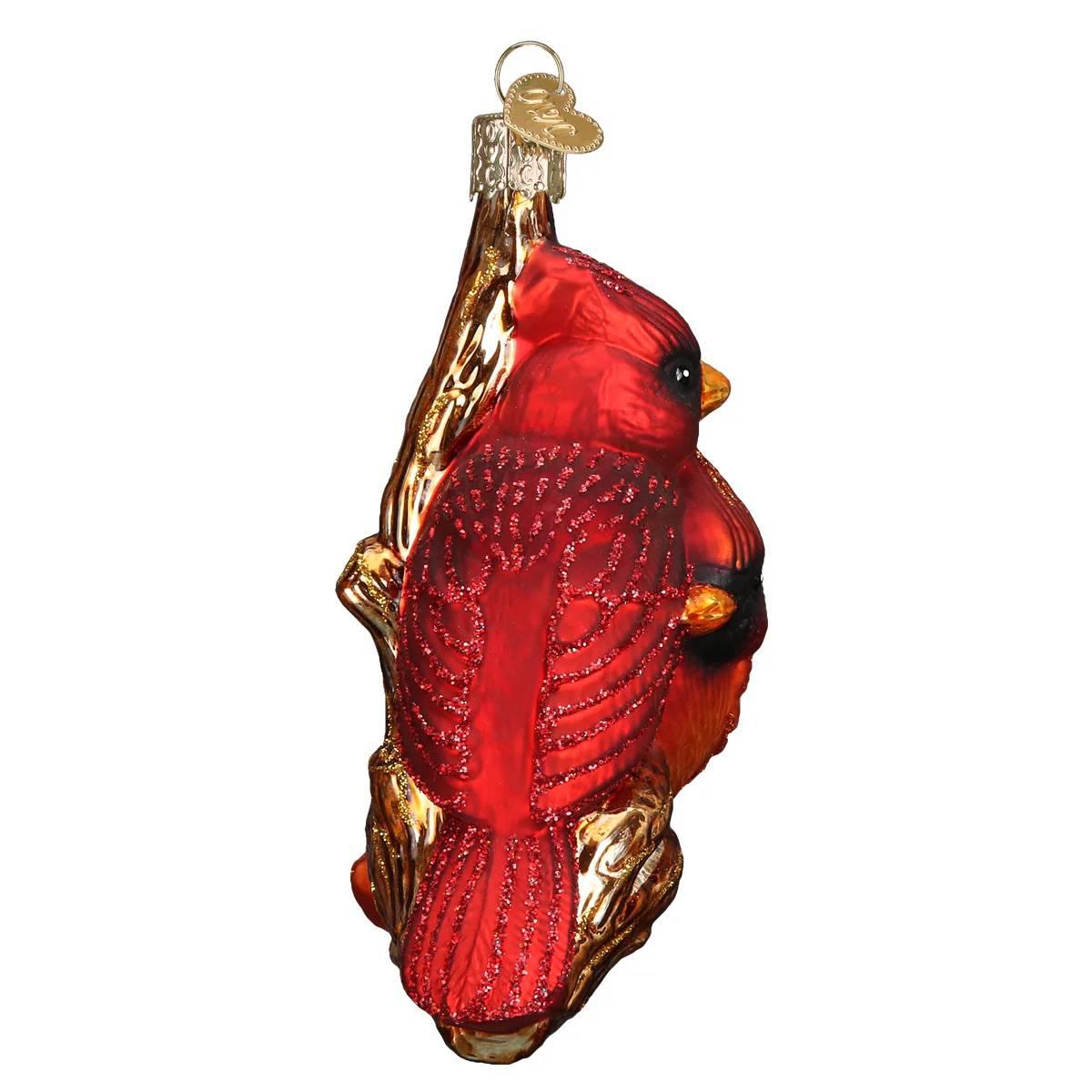 Old World Christmas Pair Of Cardinals Glass Ornament