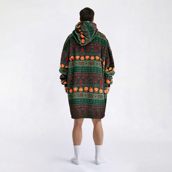 Mens SpongeBob Fair Isle Ugly Christmas Pajama Hoodie