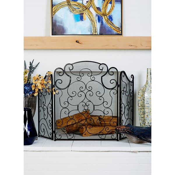 9th & Pike&#174; Black Metal Fireplace Screen