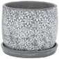 Grey Floral Planter with Saucer - image 1