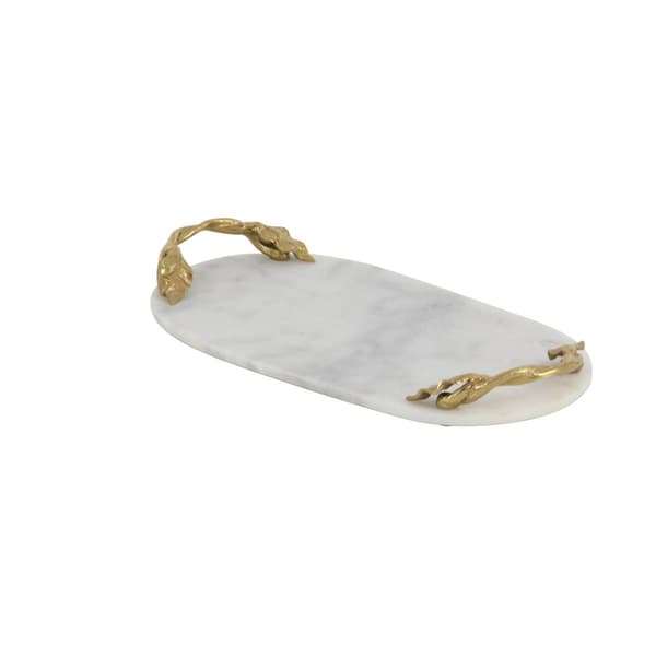 9th & Pike® White Marble and Aluminum Serving Tray