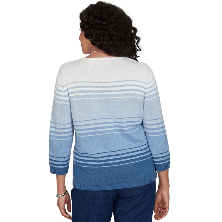 Petite Alfred Dunner Tuscany Ombre Stripe Floral Sweater