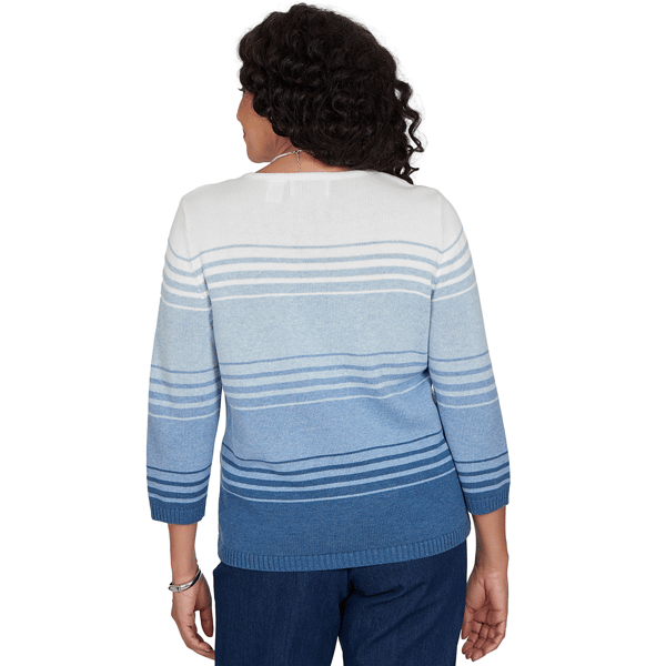 Petite Alfred Dunner Tuscany Ombre Stripe Floral Sweater
