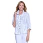 Plus Size Ali Miles 3/4 Sleeve Wire Collar Mix Stripe Blouse - image 1