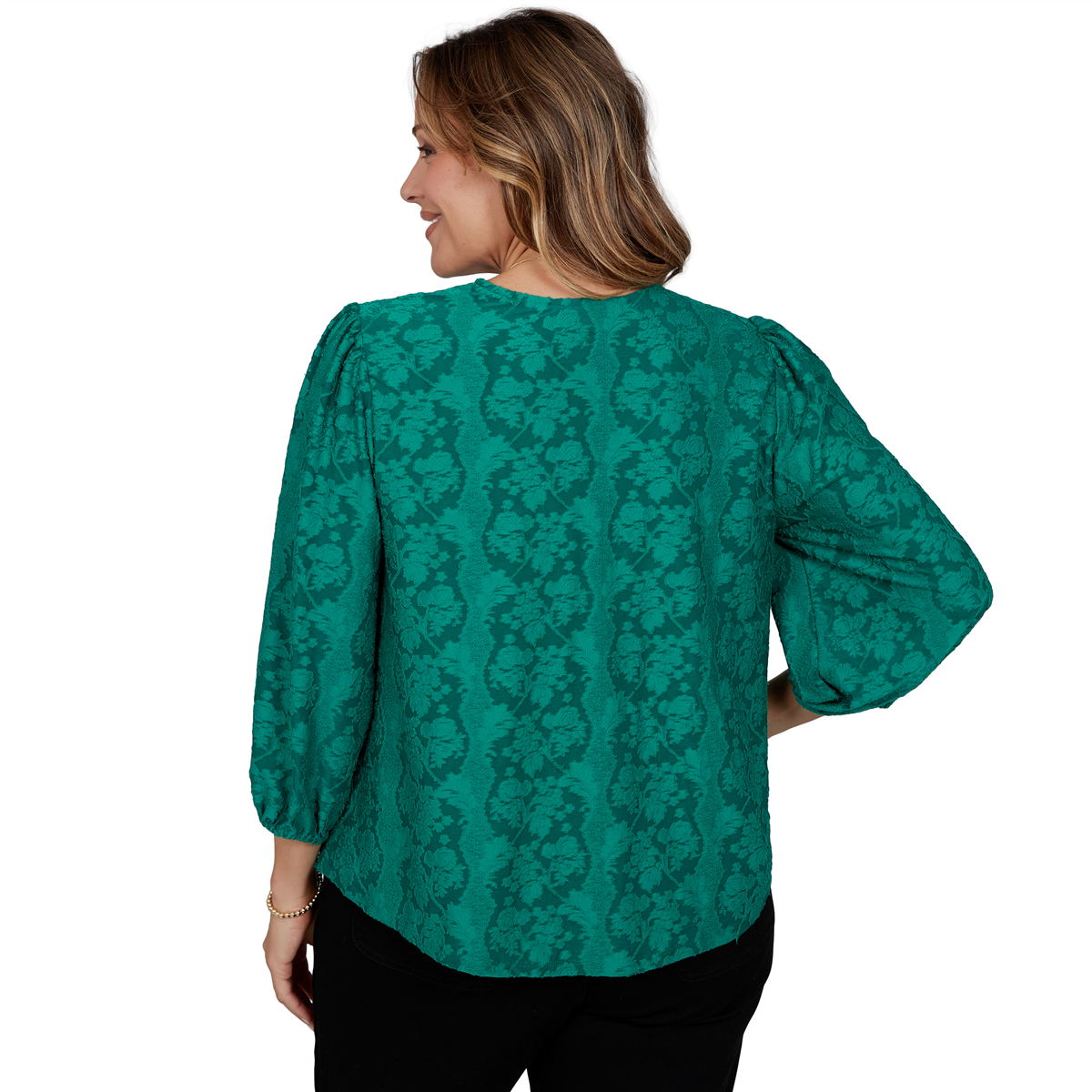 Plus Size Ruby Rd. Mysterious Romance Knot Front Floral Blouse